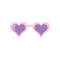 hearts sunglasses icon, flat style