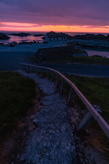 Ballintoy Sunset North Antrim coast, Causeway Coast and Glens Area of Outstanding Natural Beauty, County Antrim, Northern Ireland, Game of Thrones filming Location