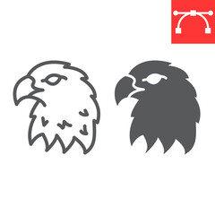 Eagle line and glyph icon, animal and hawk, wild bird sign vector graphics, editable stroke linear icon, eps 10.