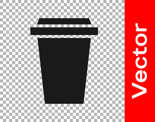 Black Coffee cup to go icon isolated on transparent background. Vector Illustration.