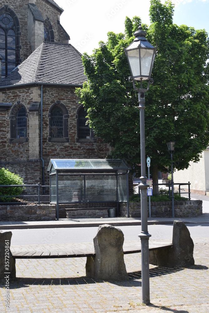 Poster hauptstraße an der kirche in langenfeld