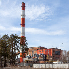 chimney of a power plant in the city