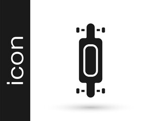Grey Longboard or skateboard cruiser icon isolated on white background. Extreme sport. Sport equipment. Vector Illustration.