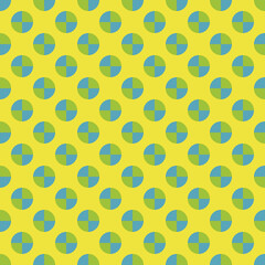Pattern from circles on yellow seamless backdrop.