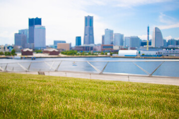 Stunning view of Yokohama skyline with ocean in Japan