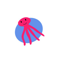 Cute pink Kids Octopus art illustration