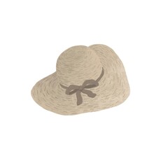 summer women's beach hat. illustration of summer clothing accessories. bright beige hat on a white background. High quality photo