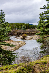 Elk Creek as summer turns to fall. Elk Creek Provincial Recreation Area, Alberta, Canada