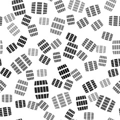 Black Wooden barrel icon isolated seamless pattern on white background. Alcohol barrel, drink container, wooden keg for beer, whiskey, wine. Vector Illustration.