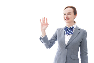 手をふる制服を着た留学生