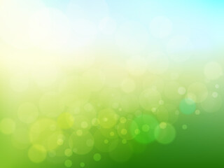 Abstract nature background. Blurred Green gradient with bokeh effect. 