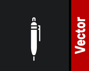 White Pen icon isolated on black background. Vector Illustration.