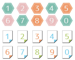 パステルカラーのかわいい数字アイコン