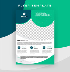 Digital Marketing Flyer Template With Cyan Color