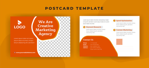 Creative Postcard Design Template With Orange and Yellow Color