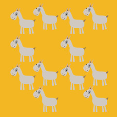 Cute goats on colorful background, pattern