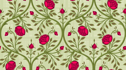 Seamless pattern with spring flowers and leaves. Hand drawn background. floral pattern for wallpaper or fabric.