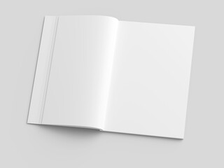 Open magazine with a glued binding. Vertical A4 format.