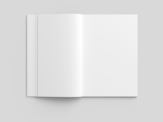 Open magazine with a glued binding. Vertical A4 format.