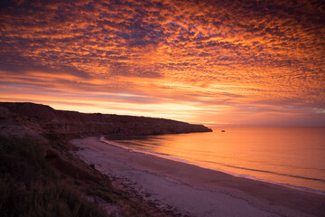 Fototapeta na wymiar Sunset at Maslin Beach near Adelaide, South Australia. Maslin's is Australia's first official nude beach.