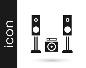 Grey Home stereo with two speaker s icon isolated on white background. Music system. Vector Illustration.