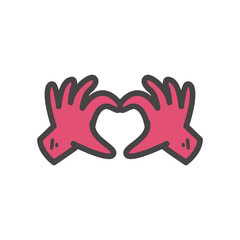 Obraz premium heart with hands line and fill style icon vector design