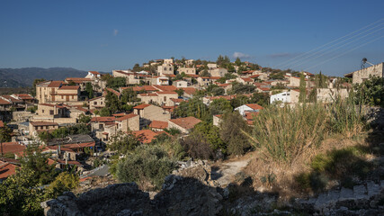 Fototapeta na wymiar Lofou, a picturesque, tourist attraction village in Lamassol district of Cyprus, located northeast of Agios Therapon village.