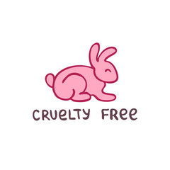 cruelty free doodle icon, vector color illustration