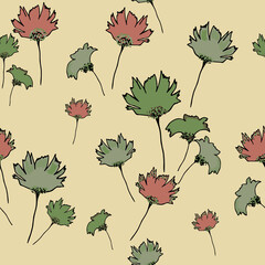 Seamless floral pattern with hand draw spring flower