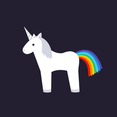 Obraz premium unicorn flat icon, vector color cute illustration