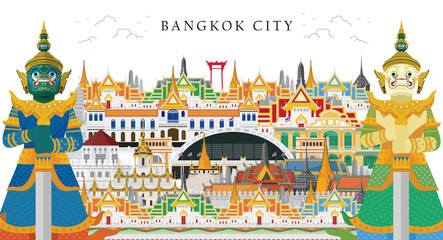 Bangkok in Thailand and Landmarks and travel place