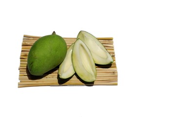 Organic Mango Isolated on White Background With Copy Space for Texts Writing