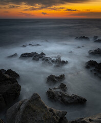 Obraz premium Atlantic Ocean at Sunset, Esposende Beach, Portugal.