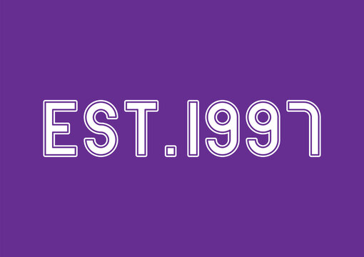 White Established In Year 1997 Text On Violet Background