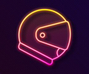 Glowing neon line Helmet icon isolated on black background. Extreme sport. Sport equipment. Vector Illustration.