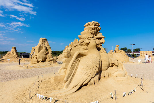 Burgas, Bulgaria - July, 22.2016: Movie heroes - the theme that unites participants in the 9th edition of the festival of sand sculptures in Burgas.