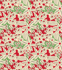 Seamless pattern with spring flowers and leaves. Hand drawn background. floral pattern for wallpaper or fabric.