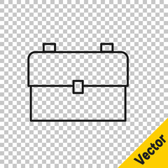 Black line School backpack icon isolated on transparent background. Vector Illustration.