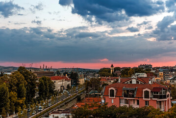 Fototapeta na wymiar Sunset above Burgas, Bulgaria