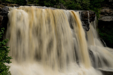This is a close up view of the beautiful Blackwater Falls in Blackwater Falls State Park in West Virginia.