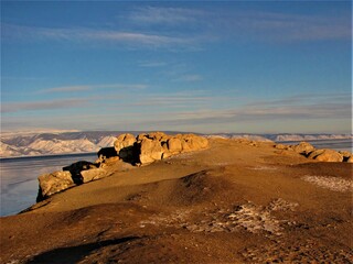 Fototapeta na wymiar Winter on the Baikal Lake, Siberia, Russia