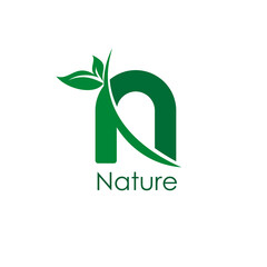 LogoType Letter N with Leaf for Nature logo
