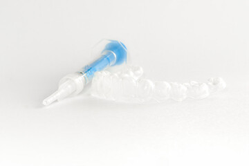 Teeth tray for dental whitening opalescence and bleaching gel syringe