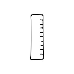 Doodle ruler icon in vector. Hand drawn ruler icon in vector