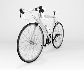 Fototapeta na wymiar 3D mock up render blank Bicycle left side view
