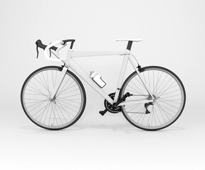 Fototapeta na wymiar 3D mock up render blank Bicycle left view