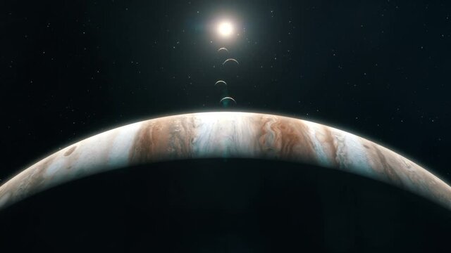 The Sun and the Moons Set Behind Jupiter - Above