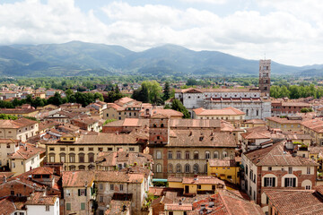 Fototapeta na wymiar Panoramic view of City of Lucca in Tuscany, north of Italy