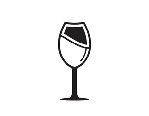 wine glass icon illustration logo design