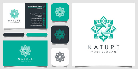 Minimalist elegant floral rose logo design for beauty, Cosmetics, yoga and spa. logo design and business card